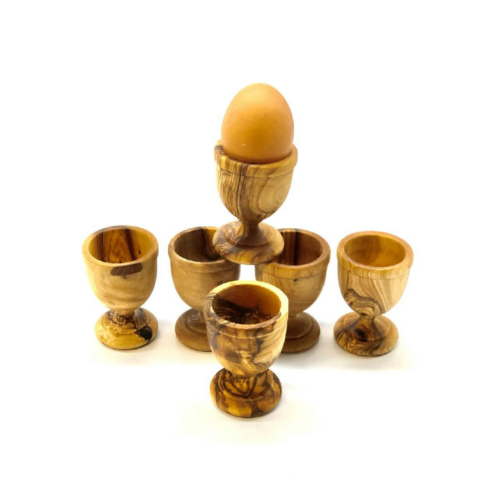 6er Set Eierbecher gedrechselt aus Olivenholz