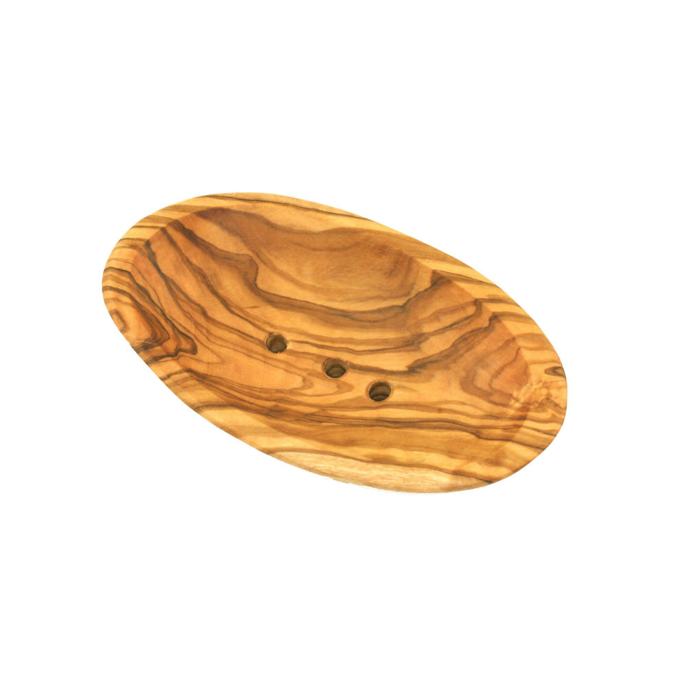 Seifenschale aus Olivenholz 12 cm (Klein) mit Rille