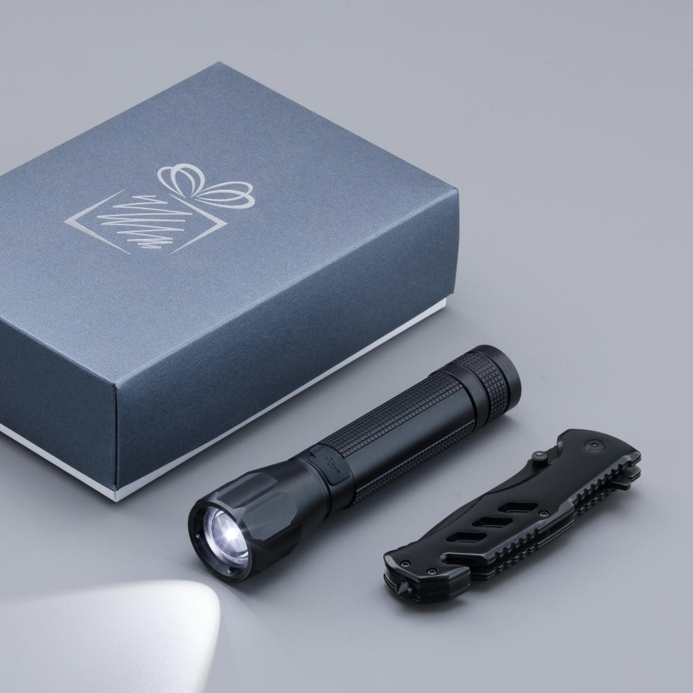 OPTIMA GESCHENKSET: RETTUNGSMESSER UND TASCHENLAMPE