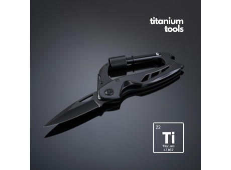 TITANBESCHICHTETES STAHL-MULTIFUNKTIONSWERKZEUG OPTIMA MIT KARABINER