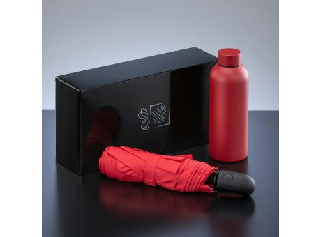 AKTIV-SET: THERMO-WASSERFLASCHE UND AUTOMATISCHER REGENSCHIRM