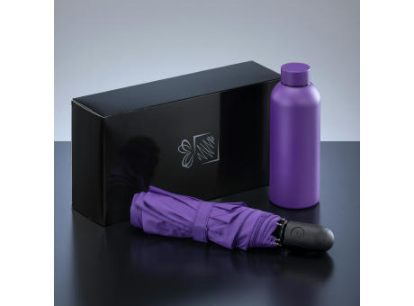 AKTIV-SET: THERMO-WASSERFLASCHE UND AUTOMATISCHER REGENSCHIRM