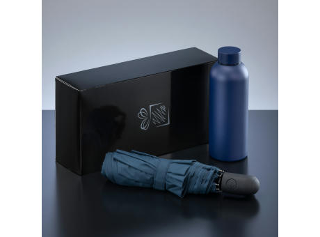 AKTIV-SET: THERMO-WASSERFLASCHE UND AUTOMATISCHER REGENSCHIRM