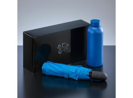 AKTIV-SET: THERMO-WASSERFLASCHE UND AUTOMATISCHER REGENSCHIRM