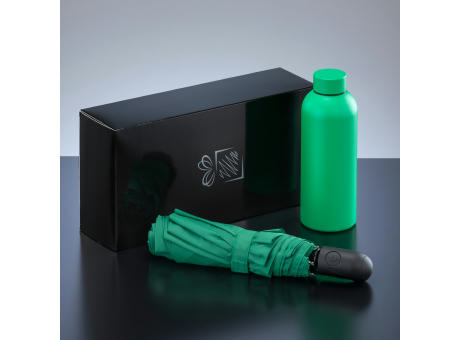 AKTIV-SET: THERMO-WASSERFLASCHE UND AUTOMATISCHER REGENSCHIRM