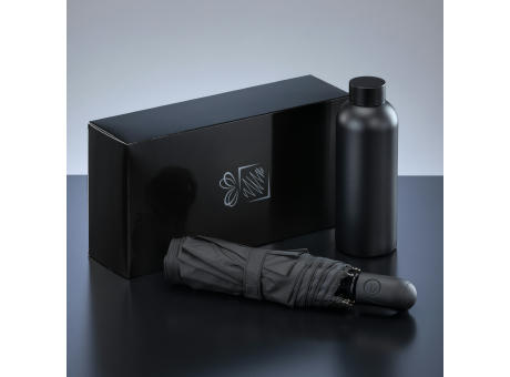 AKTIV-SET: THERMO-WASSERFLASCHE UND AUTOMATISCHER REGENSCHIRM