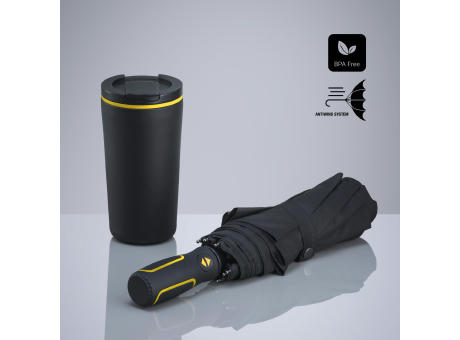 Travel Set: Thermobecher 370 ml & Automatikschirm