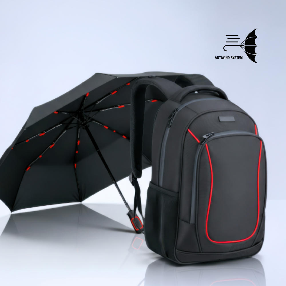 Dynamic set: business-rucksack 15” und automatischer regenschirm