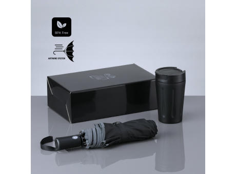 Travel set: Thermobecher 350 ml & Automatikschirm