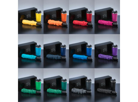 Traveller Set: Nordic-Thermobecher 350 ml & vollautomatischer Schirm