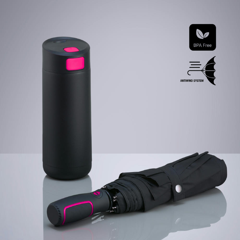 Dynamic Set: Kaffeebecher 450 ml und Automatikschirm