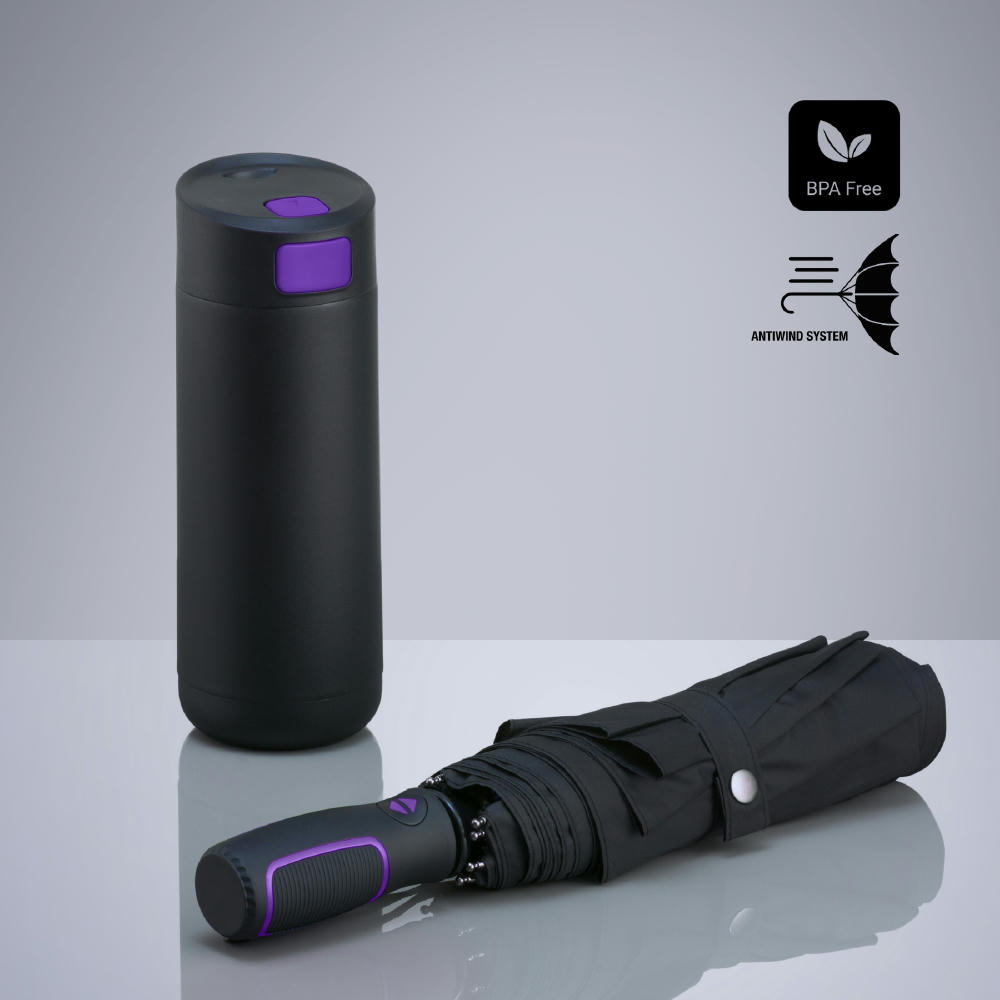 Dynamic Set: Kaffeebecher 450 ml und Automatikschirm