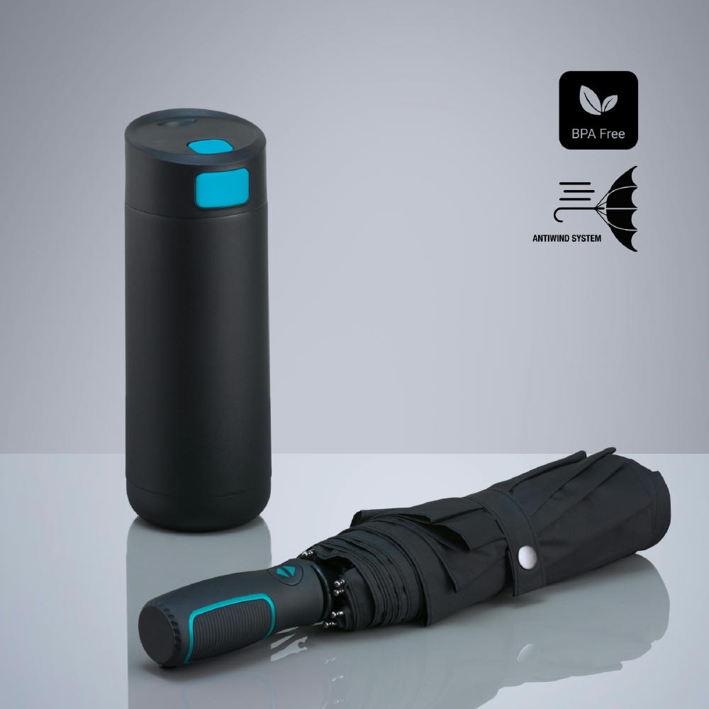 Dynamic Set: Kaffeebecher 450 ml und Automatikschirm