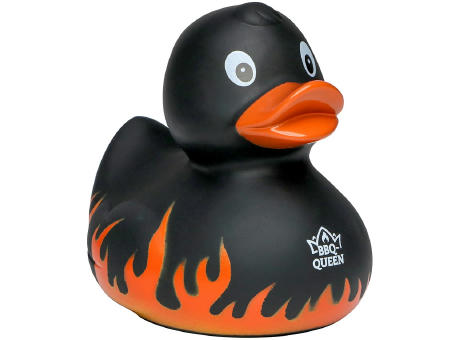 Quietsche-Ente Flammen mit Slogan BBQ-Queen