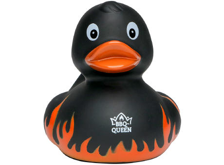 Quietsche-Ente Flammen mit Slogan BBQ-Queen