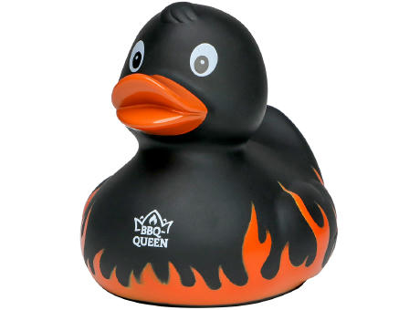 Quietsche-Ente Flammen mit Slogan BBQ-Queen