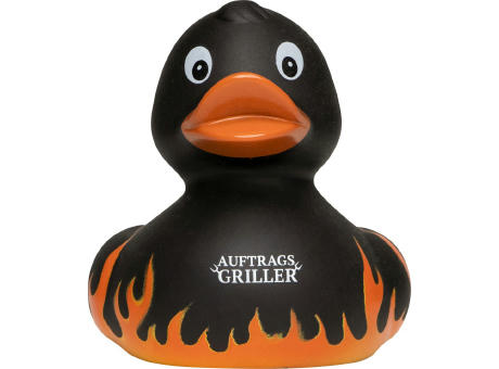 Quietsche-Ente Flammen mit Slogan Auftragsgriller