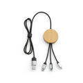 Feynman 5-in-1 Kabel aus Bambus und rPET. Mit hinterleuchtetem Logo