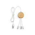 Feynman 5-in-1 Kabel aus Bambus und rPET. Mit hinterleuchtetem Logo