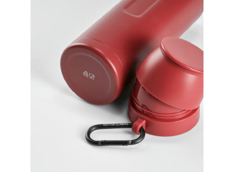 Loire Thermos aus recy.Edelstahl, 810 ml. Mit 2 Bechern und Karabiner