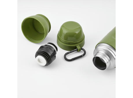 Loire Thermos aus recy.Edelstahl, 810 ml. Mit 2 Bechern und Karabiner