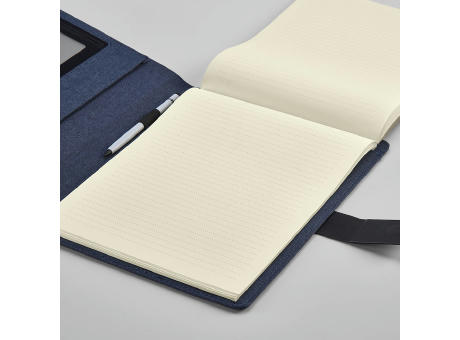 Tolstoy A4-Mappe rPET. Notizblock mit 64-seitigem FSC®.Verschluss aus rPU