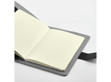 Tolstoy A5-Mappe rPET. Notizblock mit 64-seitigem FSC® .Verschluss aus rPU