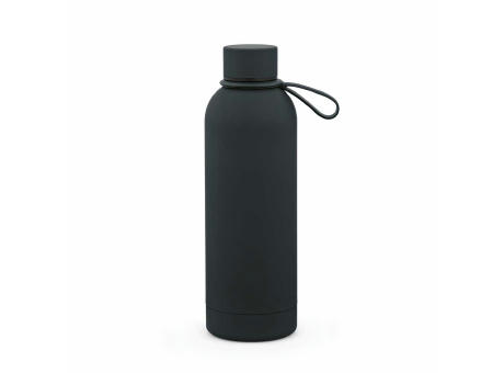 Hudson Trinkflasche 540ml aus recy. Edelstahl. Doppelwandig, gummierter Oberfläche