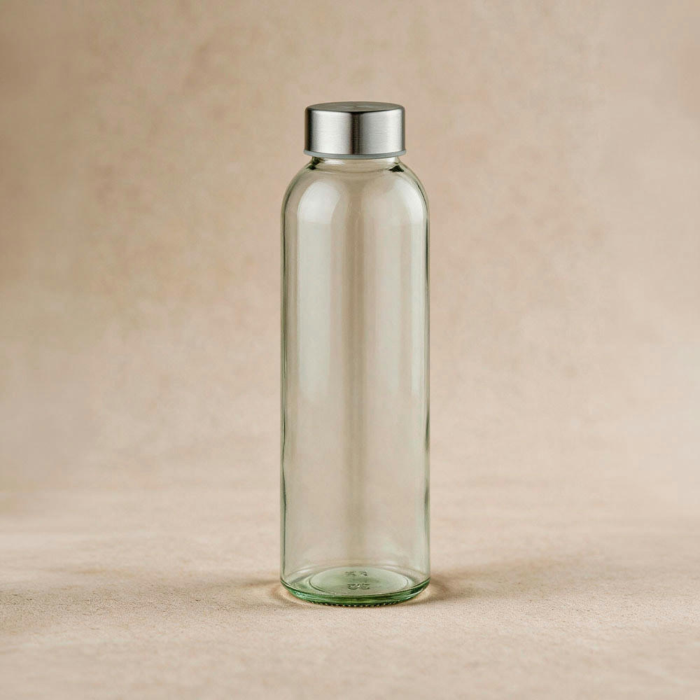 Lima Glasflasche 530ml. Mit silbernem Deckel