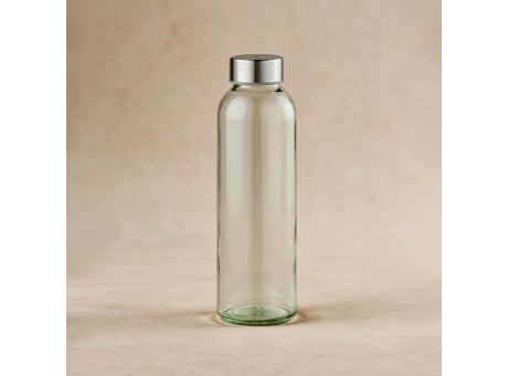 Lima Glasflasche 530ml. Mit silbernem Deckel