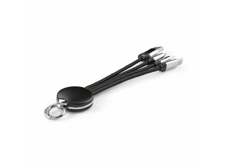 Boyle 4-in-1 Ladekabel recy. ABS, 10 W, Schlüsselring, beleuchtetem Logo