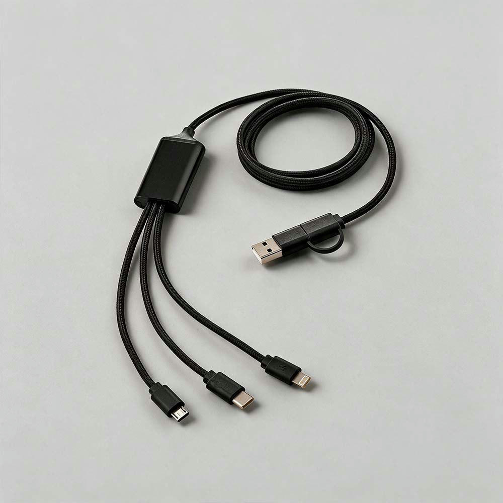 Turing 5-in-1 Ladekabel aus recy. PVC, 1,2m, 10W