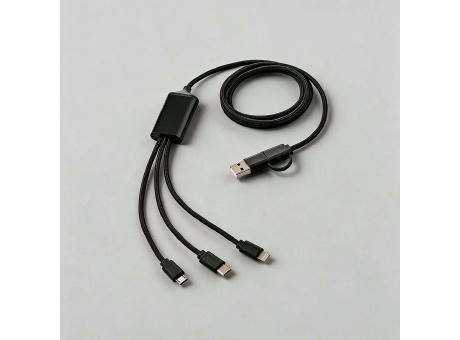 Turing 5-in-1 Ladekabel aus recy. PVC, 1,2m, 10W
