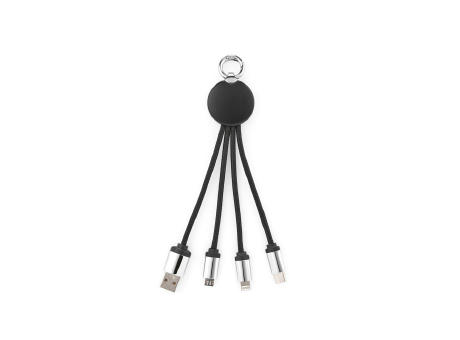 Boyle 4-in-1 Ladekabel recy. ABS, 10 W, Schlüsselring, beleuchtetem Logo
