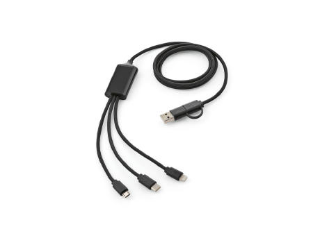 Turing 5-in-1 Ladekabel aus recy. PVC, 1,2m, 10W