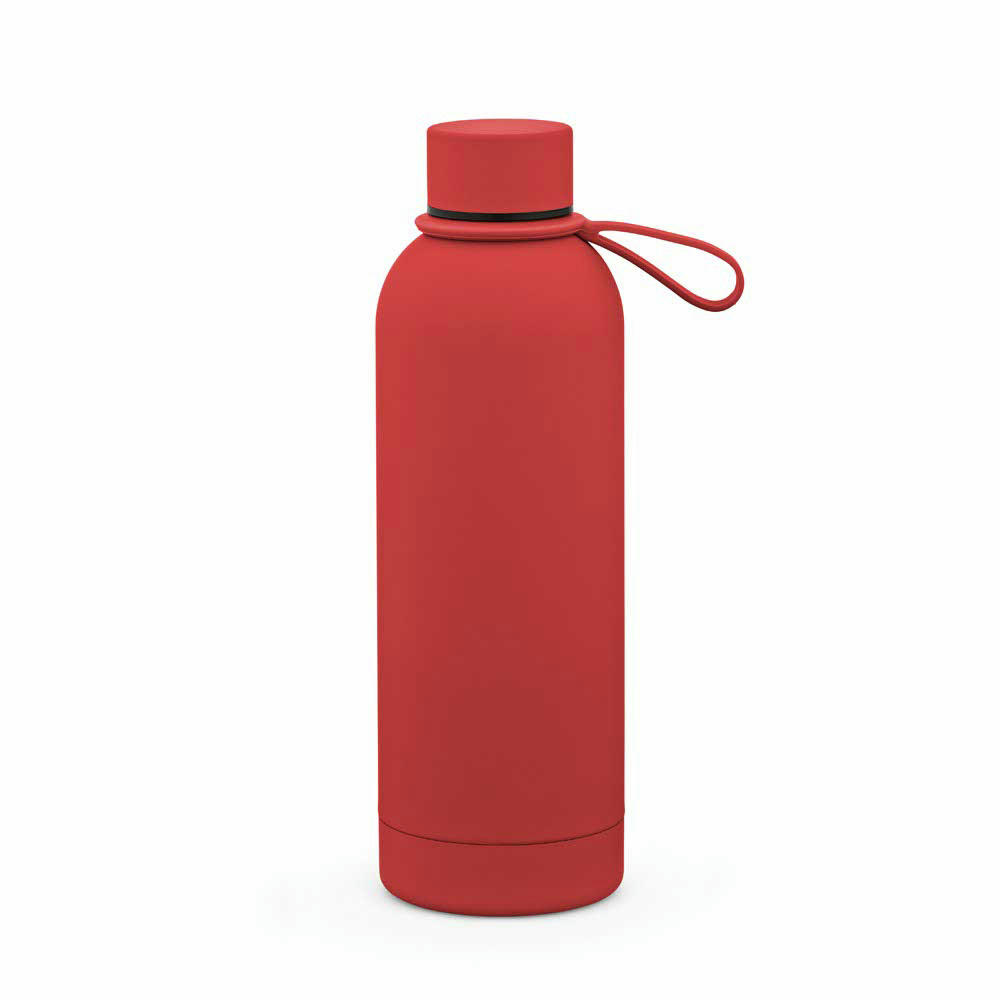 Hudson Trinkflasche 540ml aus recy. Edelstahl. Doppelwandig, gummierter Oberfläche