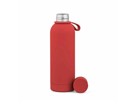 Hudson Trinkflasche 540ml aus recy. Edelstahl. Doppelwandig, gummierter Oberfläche