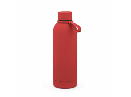 Hudson Trinkflasche 540ml aus recy. Edelstahl. Doppelwandig, gummierter Oberfläche