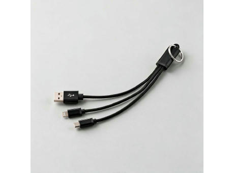 Lavoisier 3-in-1 Ladekabel aus recy. PVC, 10 W, mit Schlüsselring