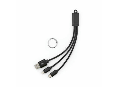 Lavoisier 3-in-1 Ladekabel aus recy. PVC, 10 W, mit Schlüsselring