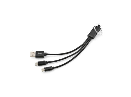 Lavoisier 3-in-1 Ladekabel aus recy. PVC, 10 W, mit Schlüsselring