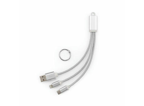 Lavoisier 3-in-1 Ladekabel aus recy. PVC, 10 W, mit Schlüsselring