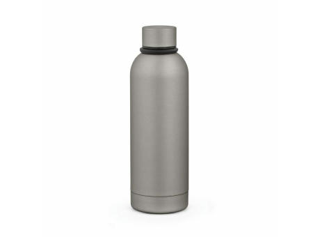 Hudson Trinkflasche 540ml aus recy. Edelstahl. Doppelwandig, gummierter Oberfläche