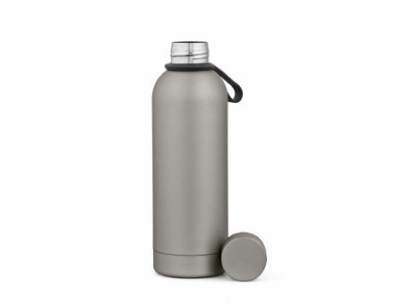 Hudson Trinkflasche 540ml aus recy. Edelstahl. Doppelwandig, gummierter Oberfläche