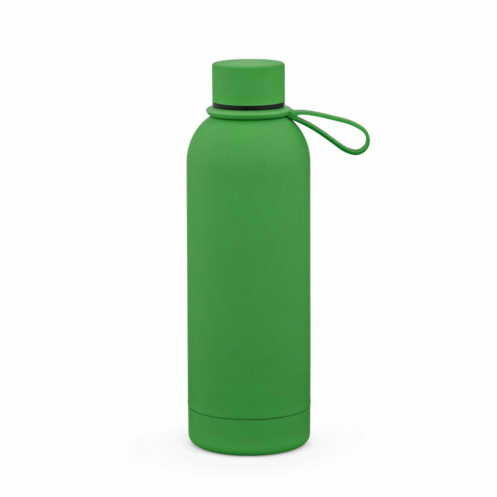 Hudson Trinkflasche 540ml aus recy. Edelstahl. Doppelwandig, gummierter Oberfläche