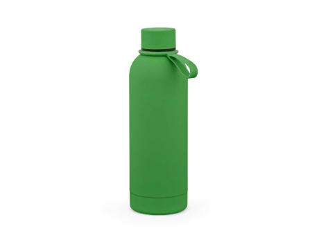 Hudson Trinkflasche 540ml aus recy. Edelstahl. Doppelwandig, gummierter Oberfläche