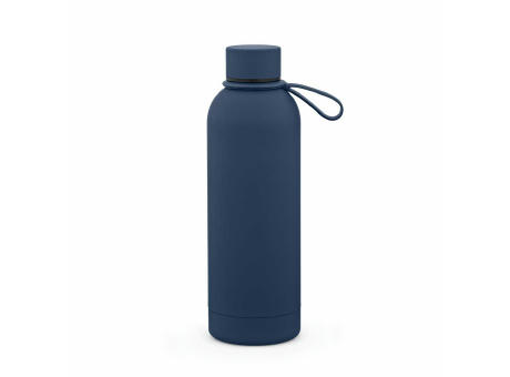 Hudson Trinkflasche 540ml aus recy. Edelstahl. Doppelwandig, gummierter Oberfläche