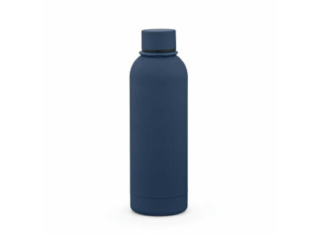 Hudson Trinkflasche 540ml aus recy. Edelstahl. Doppelwandig, gummierter Oberfläche