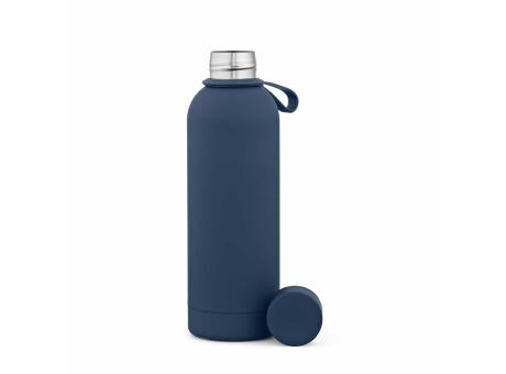 Hudson Trinkflasche 540ml aus recy. Edelstahl. Doppelwandig, gummierter Oberfläche