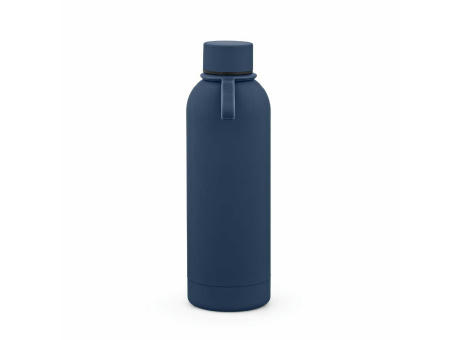 Hudson Trinkflasche 540ml aus recy. Edelstahl. Doppelwandig, gummierter Oberfläche